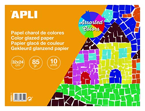 APLI 16651 - Bloc papel charol surtido 32 x 24 cm 10 hojas