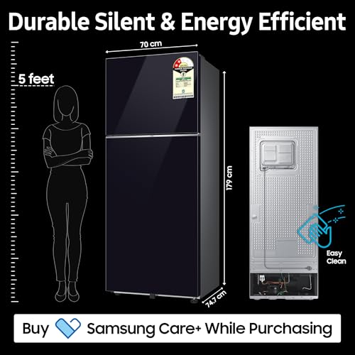 Image of Samsung 419 L, 2 Star, Digital Inverter, Frost Free Double Door, WiFi Enabled Bespoke AI Refrigerator (RT45DB6A4B22HL, Clean Black)
