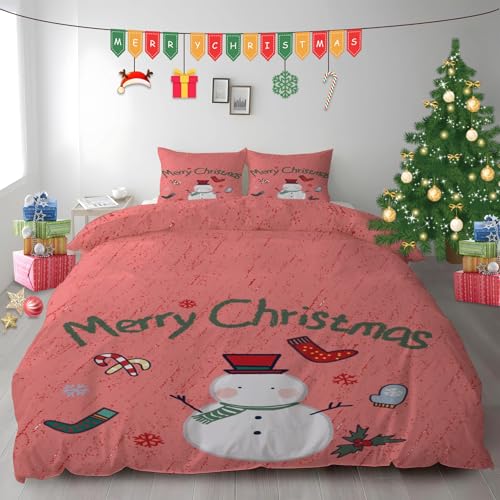 布団カバー シングル クリスマス雪だるま|マイクロファイバー 掛け布団カバー 150x210 +枕カバー 2枚 3点セット|吸汗速乾・防静電気・洗濯耐久|肌ざわり最高 靴下と手袋 なプリントデザイン PH1058