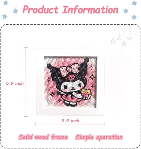 Miniatura 4 de ROFOLO Kit de pintura de diamante para niños con marco artístico y manualidades para niños, kit de pintura completa por números, decoración del