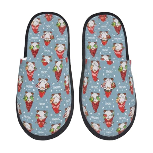 Snowflake Christmas Gnome Print House Slippers For Women And Men,Soft Slippers With Memory Foam,Non-Slip Indoor Home Shoes