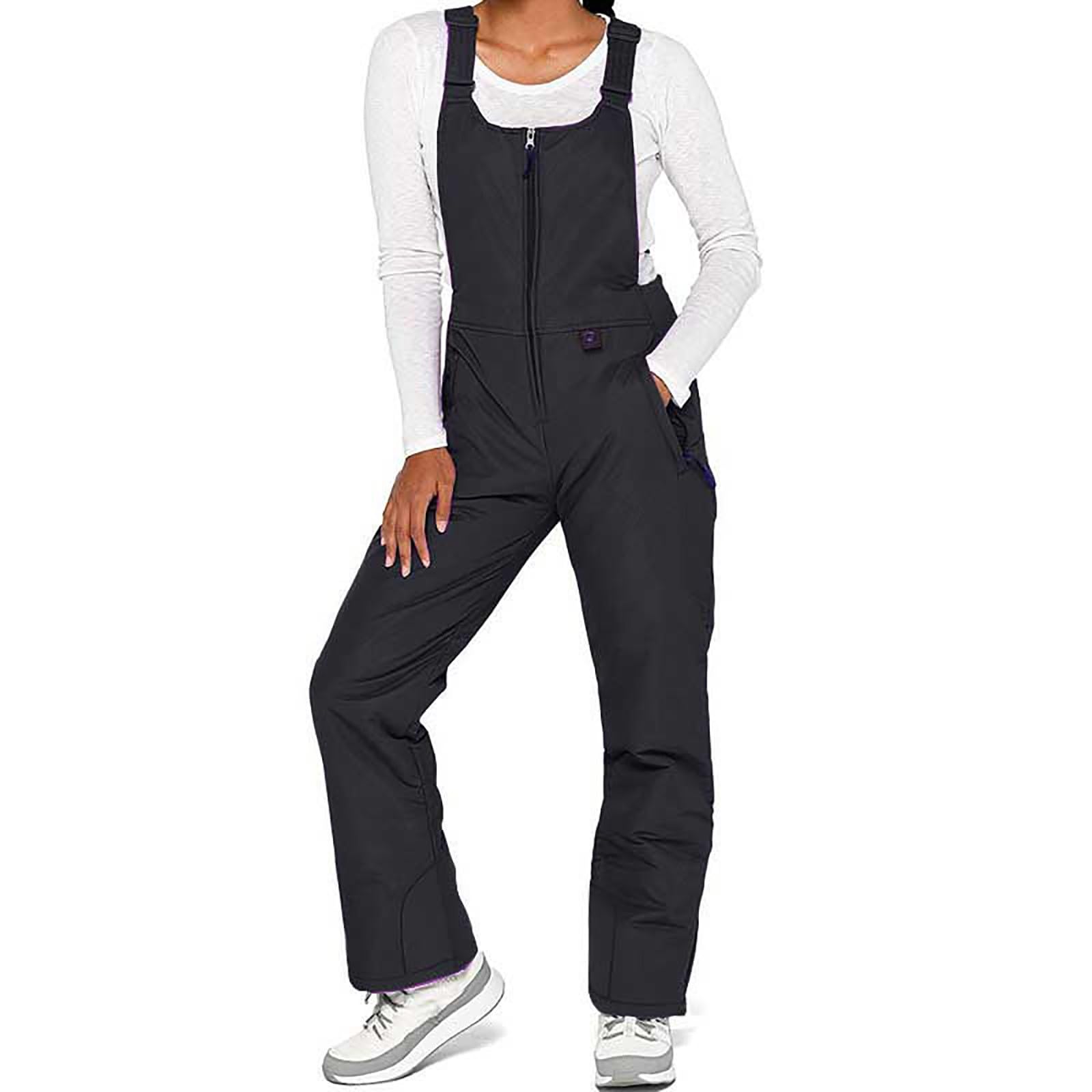 Salopette de ski isolante pour femme - Pantalon de snowboard d'hiver sans manches - Bretelles réglables - Combinaison une épaule pour femme