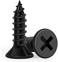 Wood Screws 1/2 Inch, FIXLINK Premium Flat Head Phillips Black Wood Screws 135 PCS, Self Tapping Electrophoresis Used in Indoor Furniture, Woodworking (#6 x 1/2")