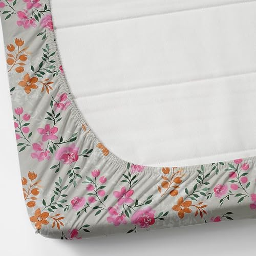 Image of Jashan Elastic King Size Fitted bedsheets with 2 Pillow Cover | King Size bedsheets | 100% Glace Cotton | Fitted bedsheet Cotton King 72 inch x 78 inch inches (Double Elastic Bedsheet, Multi-s04)