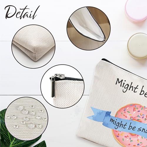 Funny Make Up Bag, Might Be Make Up Might Be Snacks Cosmetic Bag, Pink Donuts Toiletry Bag, Birthday Gift For Women, Women Accessories - A053