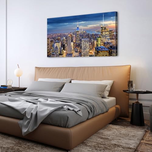 Extra Large New York City Wall Art NYC Skyline Office Wall Decor Sunset Manhattan Skyline Canvas Prints Modern Skyscraper Cityscape Pictures Artwork for Living Room Bedroom Home Decoration 30x60" by AIYISU - Used condition - Image 6