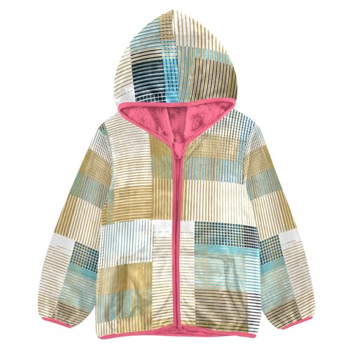 Geo Lines Stripes Big Girls Jackets With Sherpa Lining