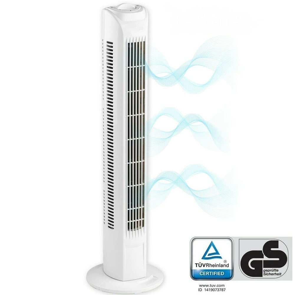 Bakaji – Turmventilator für den Boden, oszillierend mit 3 Geschwindigkeiten und 3 Schwenkmodi, leiser Betrieb, 45 W Leistung, 78 cm Höhe, elegantes Design, Farbe Weiß