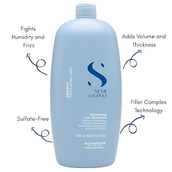 ALFAPARF MILANO Semi di Lino Density Shampoo for Thinning Hair - Color Safe Thickening Shampoo for Hair Loss - Sulfate Free - Adds Body & Volume - Revitalized, Youthful & Thicker Locks