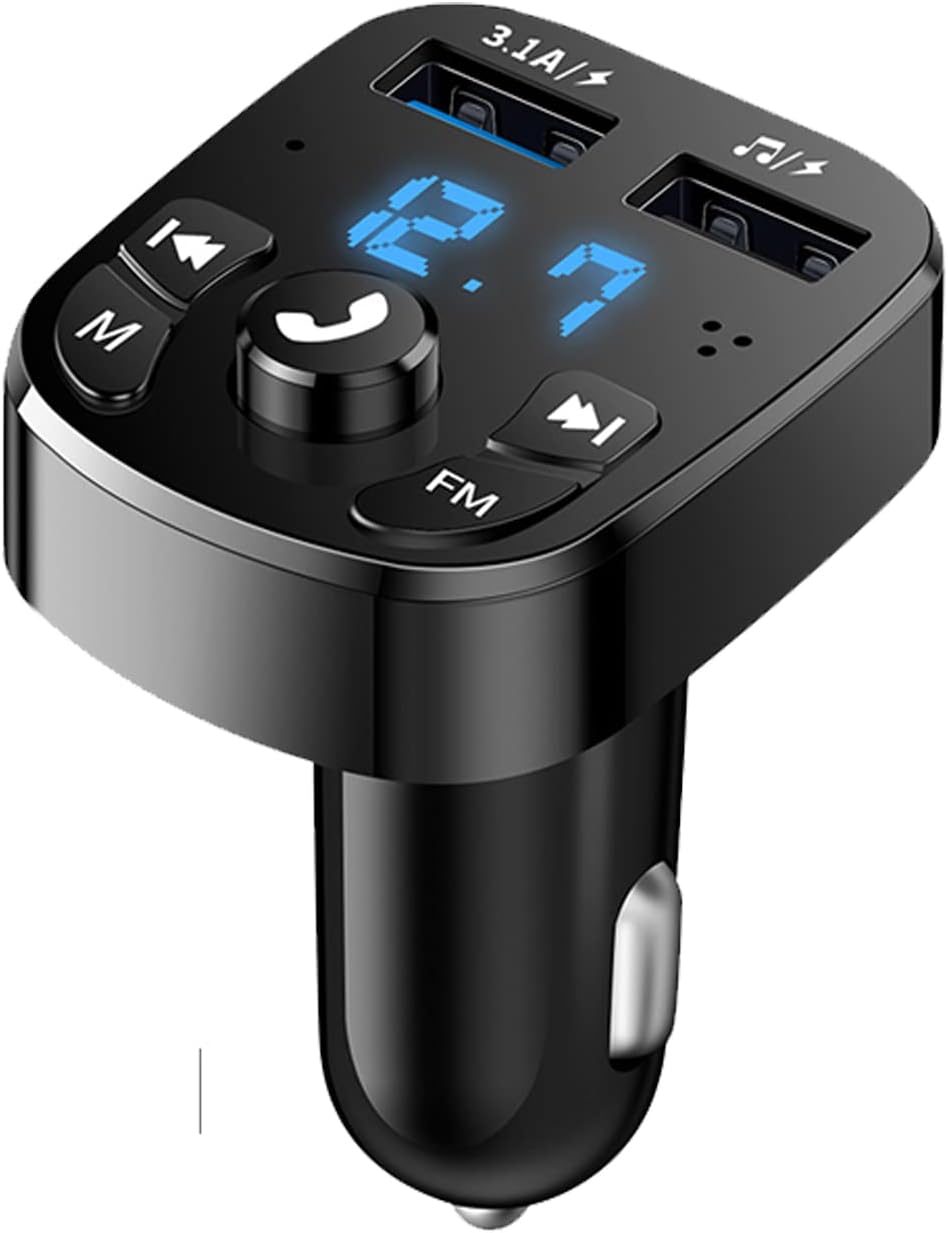 Bluetooth Car FM Transmitter Audio Adapter Receiver Wireless Handsfree Black