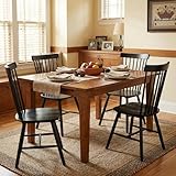 DM Furniture Dining Chairs Set of 4 Windsor Dining Chair, Spindle Back Farmhouse Kitchen Chairs Armless Solid Wood Side Chairs for Home/Dining Room/Restaurant/Patio,Black Finish