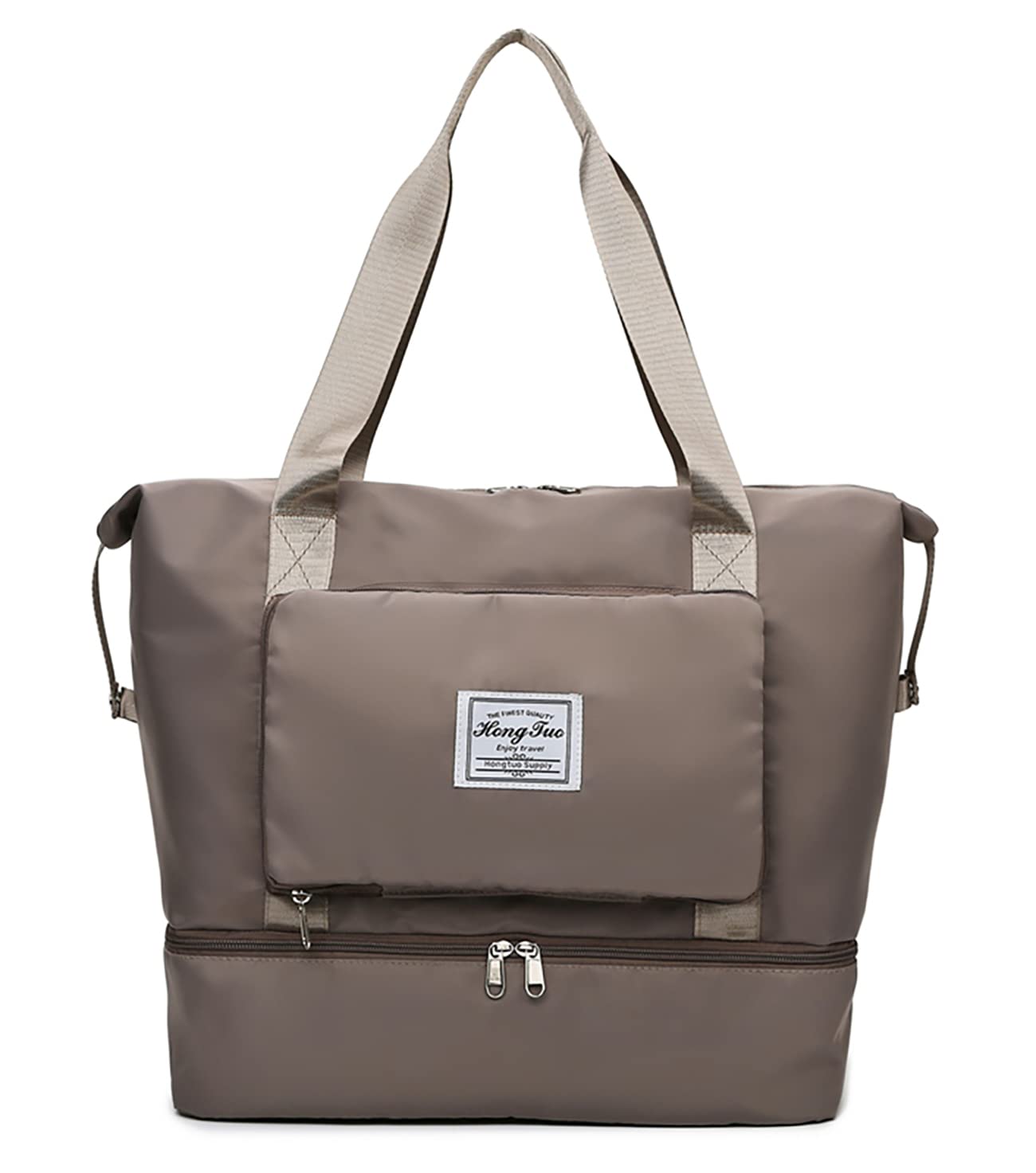 NWLR New Foldable Dry/Wet Separation Travel Duffel Bag with Shoe Compartment Large Capacity Folding Weekender Overnight Bag Lightweight Waterproof Gym