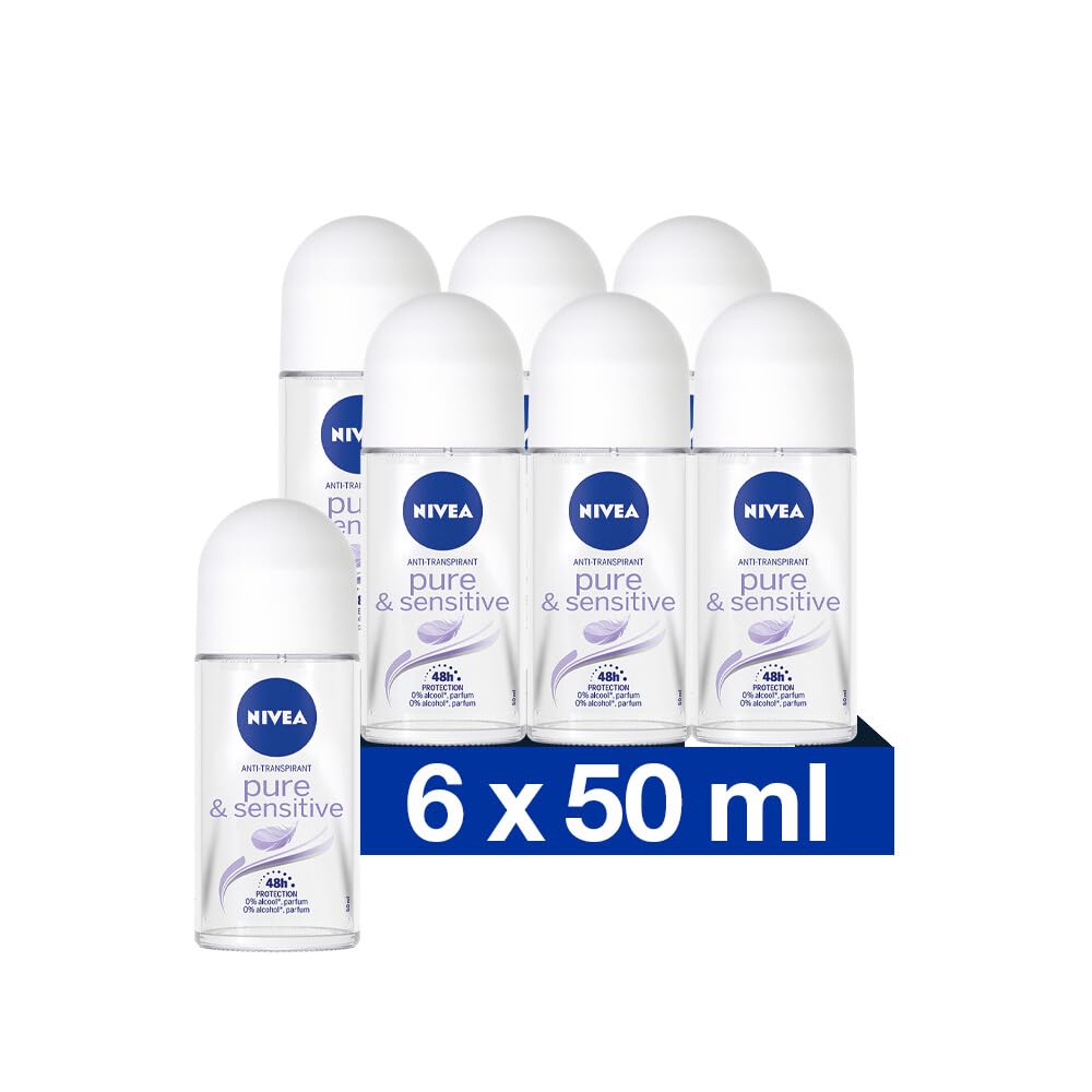 6x NIVEA Deodorant Roller Sensitive & Pure 50ml - Multipack