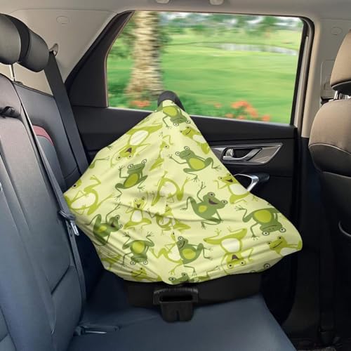 Image of Binienty Funny Frogs Animal Print Infant Stroller Covers for Baby Boys Girls, Stretchy Multi-Use Breastfeeding Scarf for Women Carseat Canopy for High Chair /Shopping Cart /Stroller