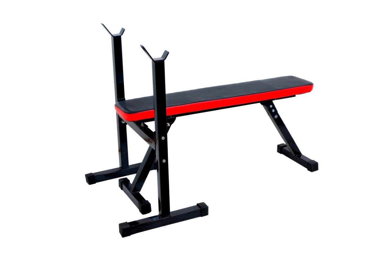 GERMANTECH FITNESS Adjustable Heavy-Duty Flat Weight Bench with Integrated Barbell Rack-image-12