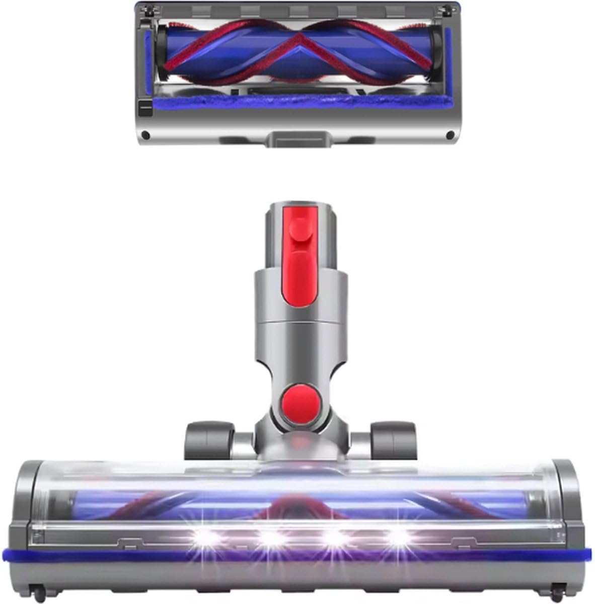uniwersalna dysza do odkurzacza z oświetleniem LED do odkurzacza Dyson V15, V11, V10, V8, V7, szczotka stalowa, nadaje się do twardych podłóg