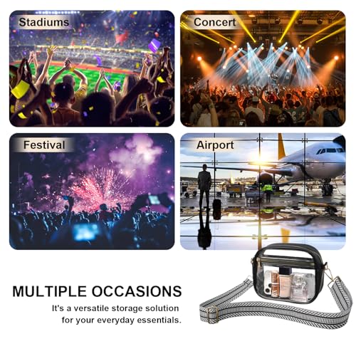 Image of Fibrdoo Clear Bag Stadium Approved, Leather Clear Crossbody Purse Bag for Concerts Sports Events Festivals