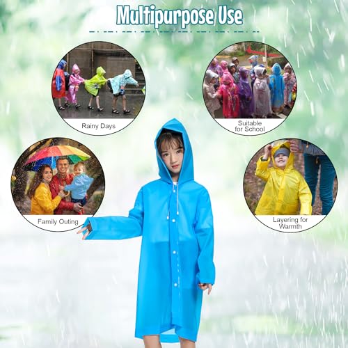 Image of HACER Raincoat Waterproof Full Length Hood & Pockets Rainwear for Kids- (Blue, Free Size, 1 Pc)