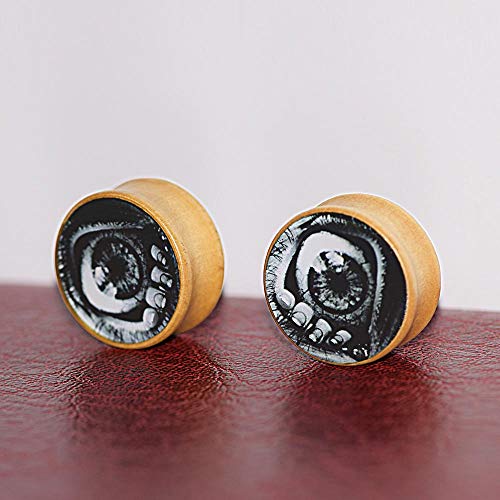 Flyun 2Pcs Eyeball Wood 00 Gauges For Ears Size 00G 10Mm Ear Gauge Plug Tunnel Stretcher Expander Men Piercing Jewelry  thumb #7
