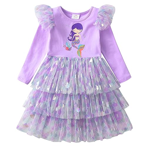VIKITA Girls Dresses for Winter Long Sleeve Toddler Dresses Birthday Party Tutu Dresses for Girls, LH2304 3T Light Purple