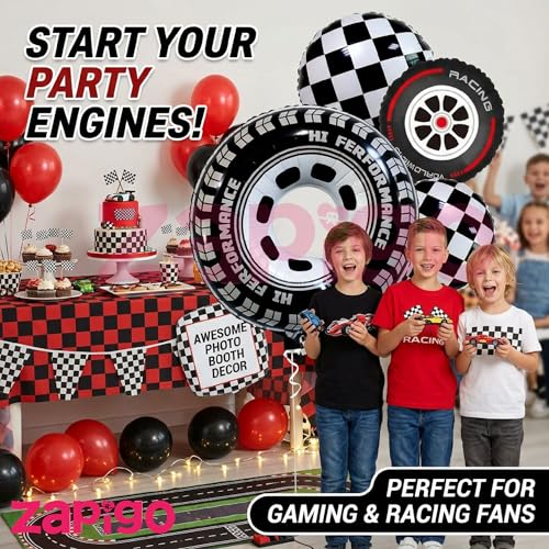 Image of Balloonistics Racing Theme Happy Birthday Balloon Bouquet Pack Of 5