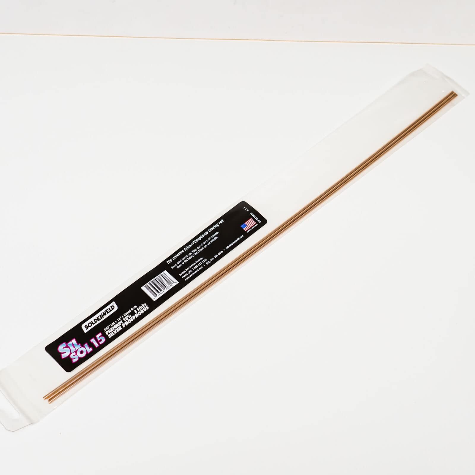 Replacement for fits Solderweld SW-SS1503S 15% Silver Sil-Sol Round Brazing Rod 18" Long 3 Sticks