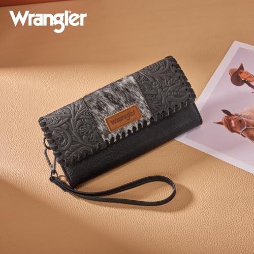 Image of Montana West X Wrangler Western Wallets for Women Trifold Wristlet Wallets Large Capacity Women Clutch Wallet with Coin Purse