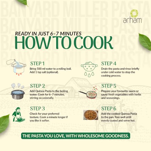 Image of Arham Organic Banyard Millet Pasta 180g | Healthy No Maida Pasta | Non-GMO, No Preservatives, Chemical-Free | High Fiber & Protein | Easy & Quick to Cook