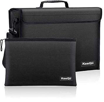 Fireproof Bag,17 x 12 x 5 inch Large Fireproof Document Bags, Waterproof and Fireproof Lock Box Safe Bag for Document, Laptop,Money and Valuables with Zipper Closure