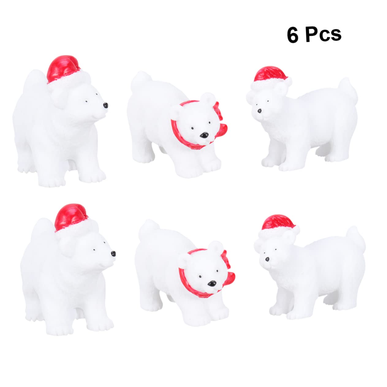 Ciieeo Elegante Decorazione Natalizia a Forma di Orso in Miniatura 6 Pezzi Ornamenti in Resina Stili multipli