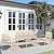 Oasishine 4-Piece Aluminum Patio Furniture Set White Outdoor Metal Frame Sofa Set with High Backrest Seating Glass Coffee Table All-Weather with Non-Slip Cushions and Waterproof Covers, Khaki