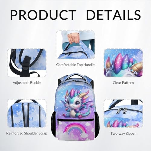 Girls Backpack with Lunch Box - Cute School Bookbag Set - Dragon Backpack for Girls - Back to School Gifts for Kids Child - 17 Inch Toddler Back Pack for Primary/Preschool4