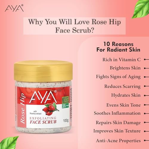 Image of AYA Coffee and Rosehip Tan & Dead Skin Removal Scrub For Face & Body (100 Ml+100 Ml)|Exfoliating & Brightening Scrub|Blackhead Remover,Whitehead Remover,Detan Pack I Face Scrub For Women & Men