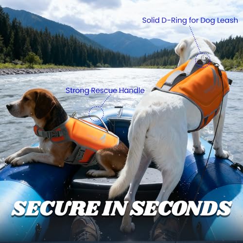 VIVAGLORY High Buoyancy Schwimmweste Hund, Rettungsweste, Hundeschwimmweste für Bootfahren, Schwimmhilfe & Auftrieb, S, Orange