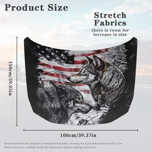 Image of Flag Wolf Flag Car Hood Cover Easy Installation Car Hood Cover Protector Removable Automotive Accessories Fabric Hood Cover All-Season Protection for Car Decor