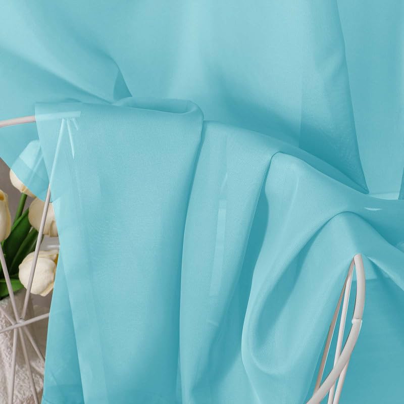 Image of OVZME Aqua Sheer Curtains 78 Inches Long 2 Panels - Soft Light Filtering Window Sheer Panels for Living Room /Bedroom, Top Dual Rod Pocket, 1 Pair, Each 42Wx78L Inches