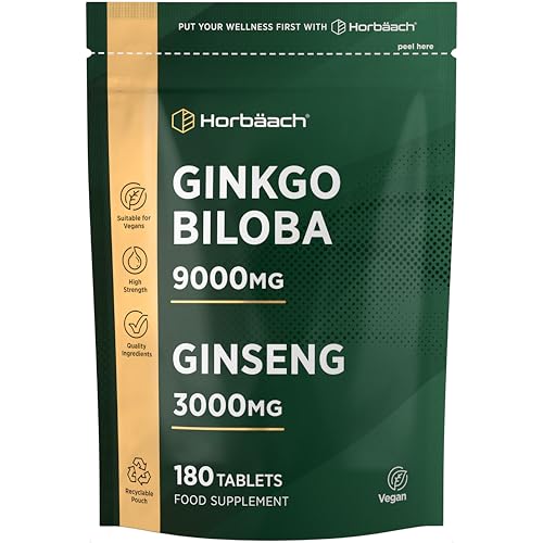 Horbäach - Ginkgo Biloba en Ginseng Tabletten | Hoge sterkte | 60 Tabletten