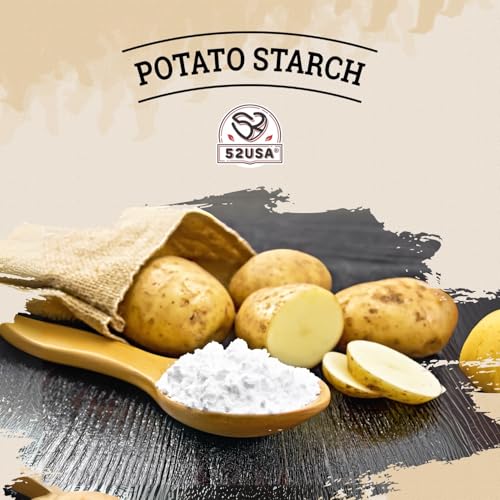 Image of 52USA Potato Starch, 32oz (2 lb) in Bag Potato Starch for Cooking, Unmodified, Gluten Free, Vegan, Resistant Starch, Potato Starchs Thickener for Sauces, Soup, Baking & Gravies, Potatos Starch Powder