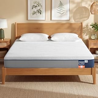 VASAGLE Matelas 140 x 190 cm, Matelas 2 Personnes, Mousse à Mémoire de Forme Gel, Soutien Mi-Ferme sur 7 Zones, Housse Respirante, Amovible et Lavable en Machine, 20 cm d’Épaisseur, Bleu RMZ123QZ01