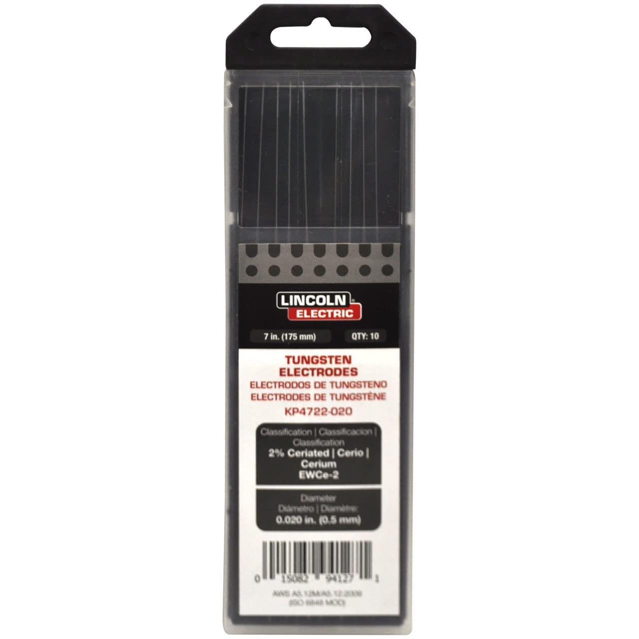 Lincoln Electric 2% Ceriated Tungsten Electrode, .020” x 7”, KP4722-020