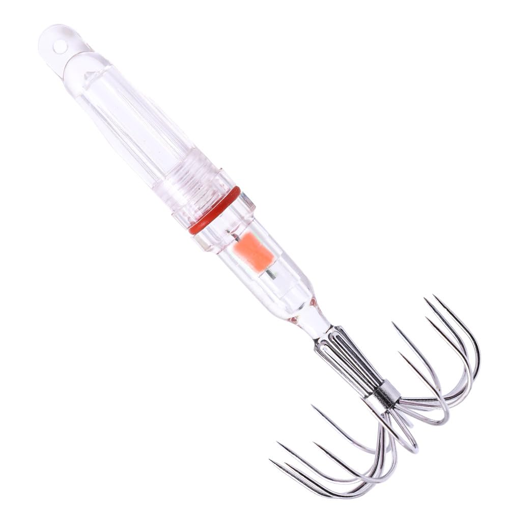BDKMMS Lighted Squid Jig Hooks, Waterproof Stainless Steel Hook LED Lure Hooks with Diverse Light Mode for Saltwater Freshwater