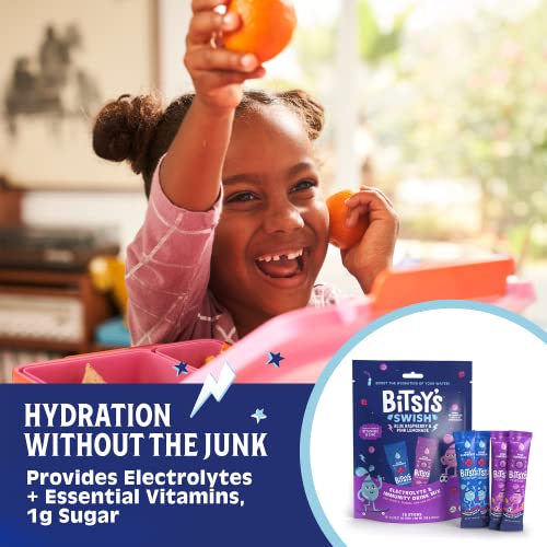 Bitsy's Swish Electrolyte Powder Packets, Hydration Drink Mix With Immunity Boosting Vitamin C, B2, Zinc & Electrolytes, Gluten Free, Low Sugar, Blue Raspberry & Pink Lemonade Variety Pack, 18 Sticks #TOP3