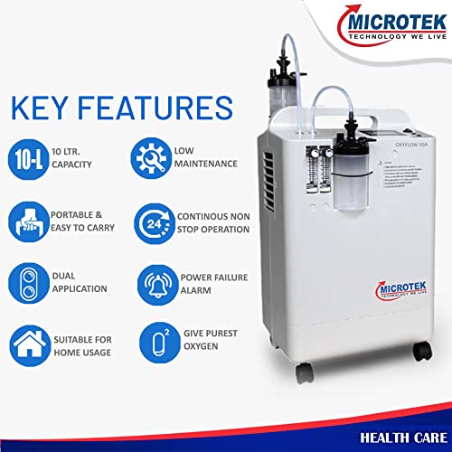 Image of Microtek OXYFLOW 10A Oxygen Concentrator Up to 95% Oxygen Purification for Home Use (10Ltr)