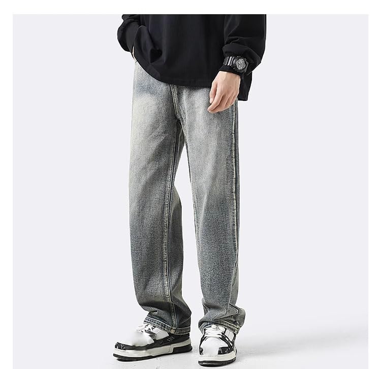 Men's American Vintage Jeans Spring Autumn Loose Straight Casual Long Pants2