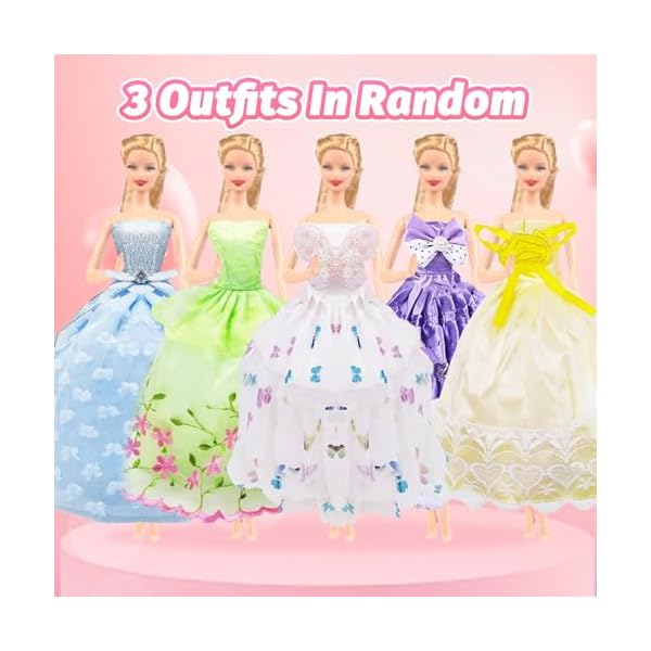Ensemble de vêtements et accessoires de poupée 61 pièces, vêtements de poupée compatibles avec Barbie, y compris 13 robes, 1 ensemble haut et pantalon, 20 chaussures, 26 accessoires pour poupées de 51I8j29D+pL. SS600
