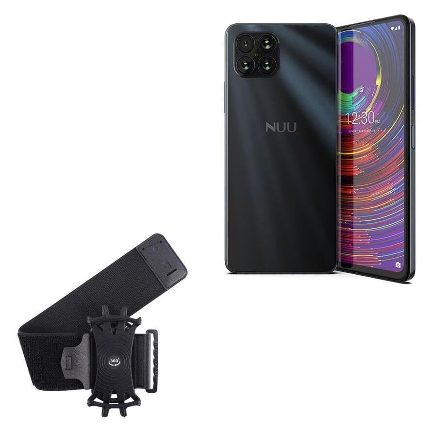 BoxWave Holster Compatible with NUU Mobile B15 - ActiveStretch Sport Armband, Adjustable Armband for Workout and Running - Jet Black