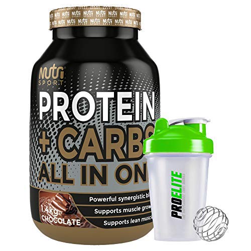 Nutrisport Protein + Complex Carbs All in One 1.4kg / 1400g + Shaker (Chocolate)