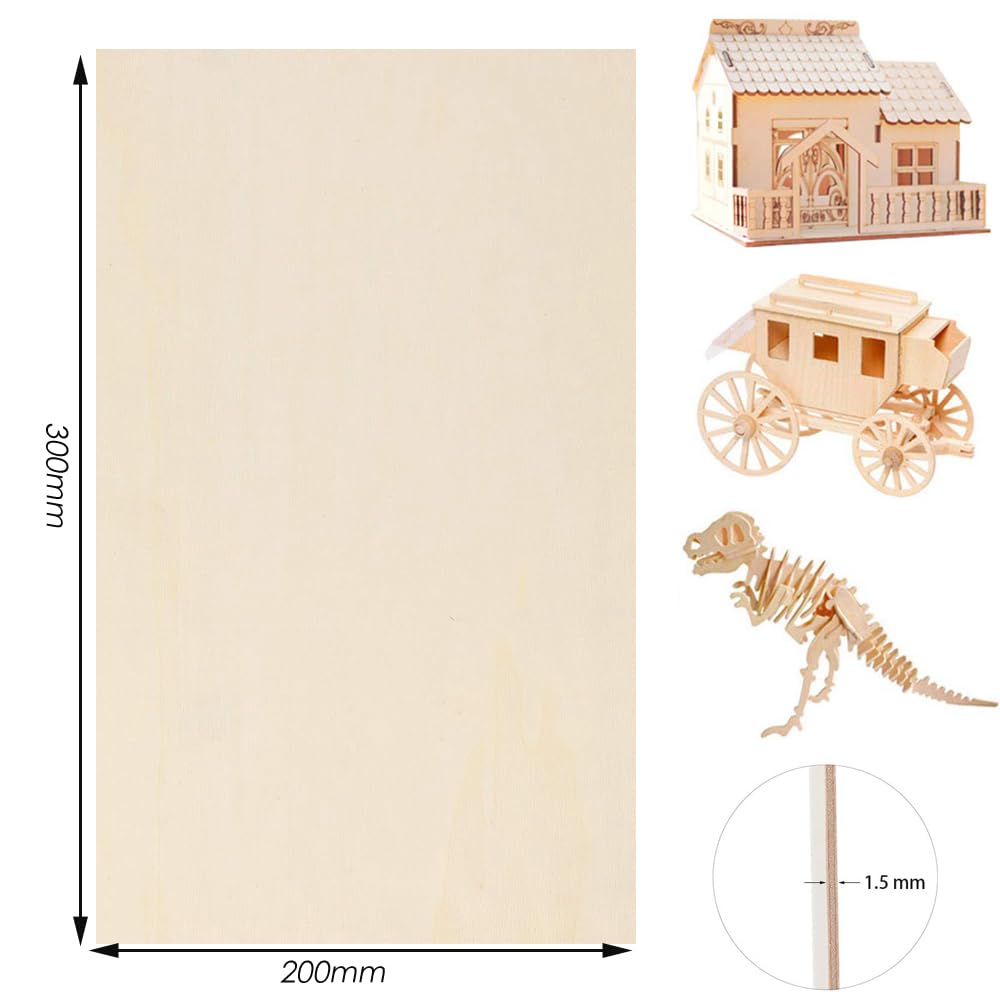 10 Fogli Di Legno Di Balsa 200x300x1.5mm - Compensato Per Pirografia E Artigianato - Foto 3