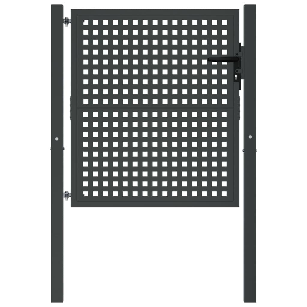 ShGaxin Puerta de jardín Acero Gris Antracita 105x150 cm, Puertas para Jardin, Puertas De Exterior, Valla Jardín, Rejas para Puertas De Entrada - 154560