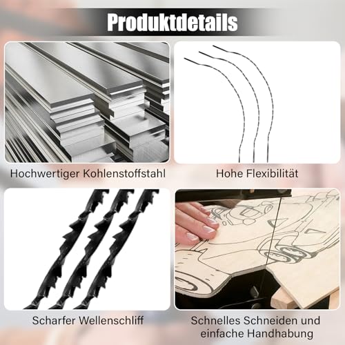 24 Stück Laubsägeblatt Set 130 mm Spirallaubsägeblätter Nr. 1/2/3/4/5/6/7/8 Laubsäge Laubblatt für Holz Kunststoff Metall Basteln mit der Laubsäge Gehärtet Passend für alle Pebaro Laubsägen